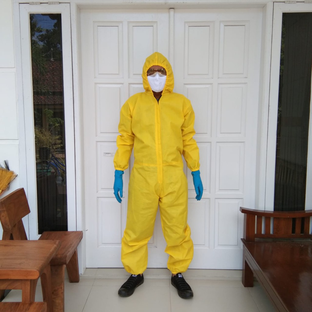 Baju APD COVID 19 Hazmat Suit Spunbond 75 non woven polypropylene