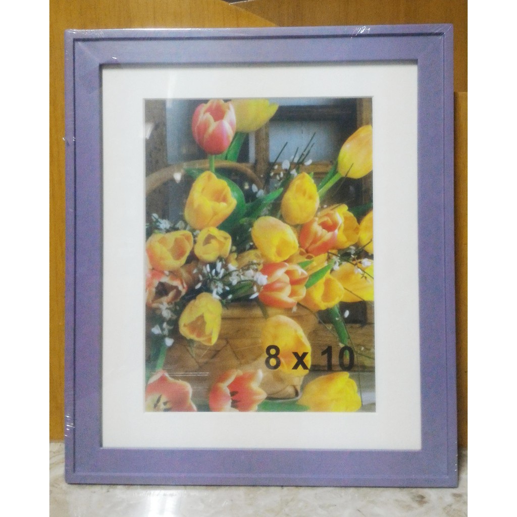 Bingkai Foto 8r Ungu Dengan Matteboard (Lis) Kayu - Frame Photo
