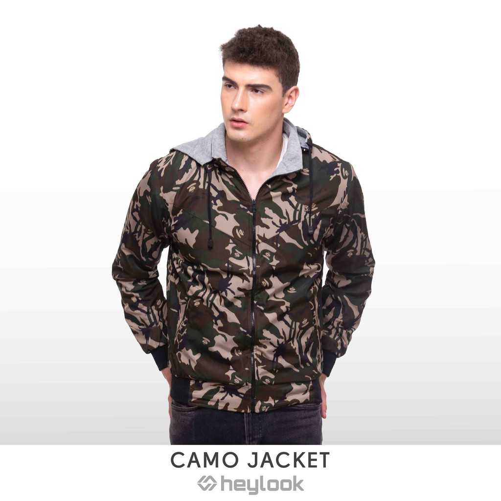HEYLOOK Jaket Pria Jaket Parasut Motif Pria Jaket Army Loreng Bolak Balik - Bisa Cod