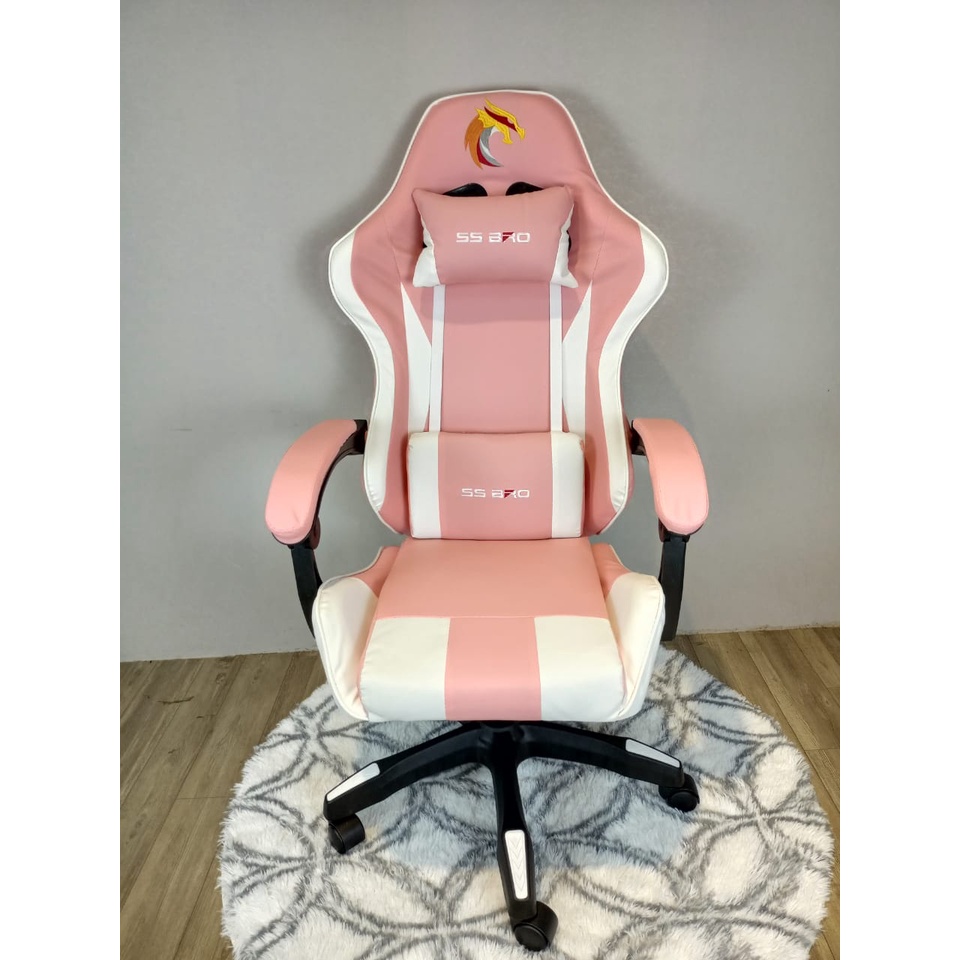 Bangku Gaming Kursi Gaming Chaho Chair Kursi Kerja Hidrolik Horizontal Footrest Kursi Balap-343 Pink NoFootrest