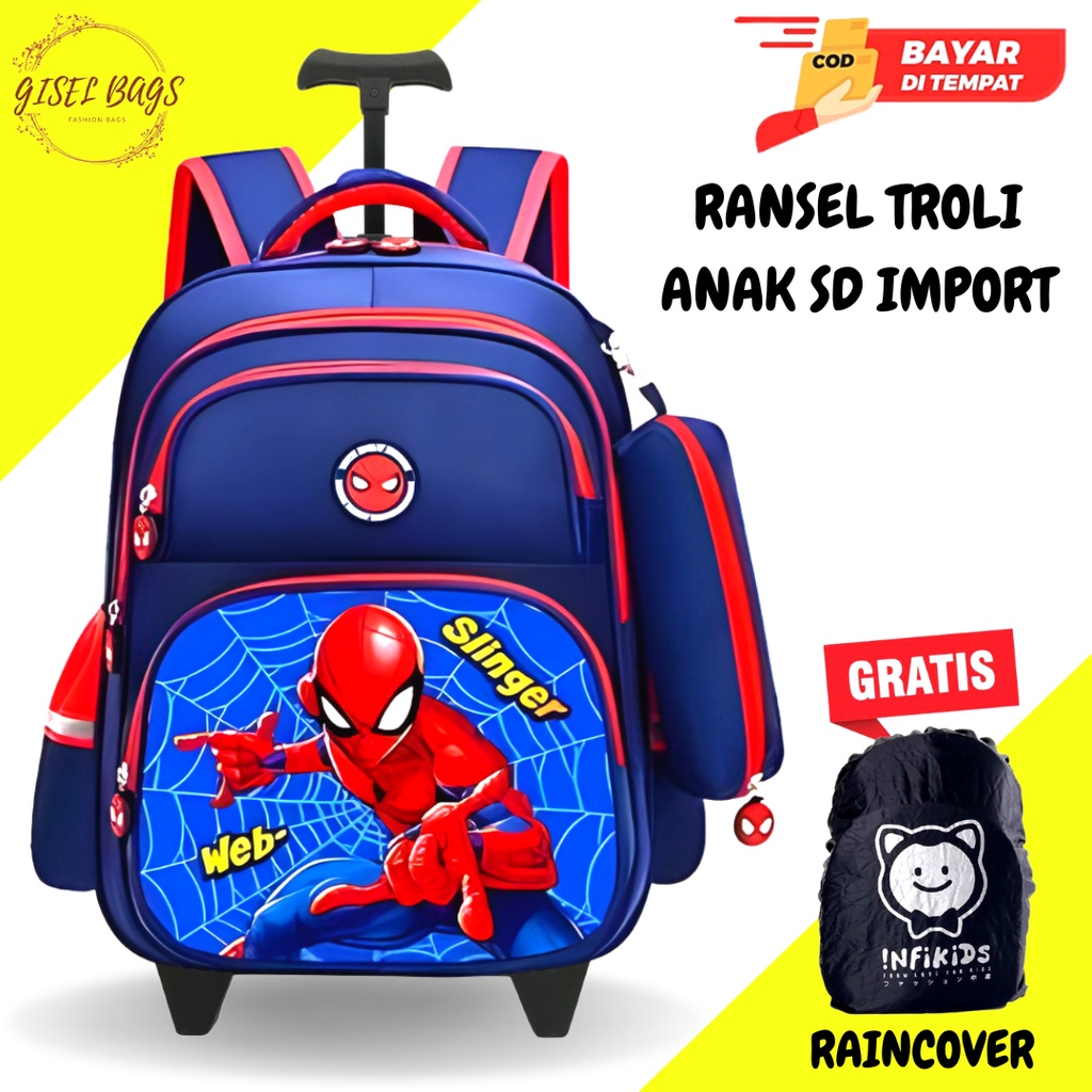 GB Tas dorong anak laki laki import gambar karakter superhero unik