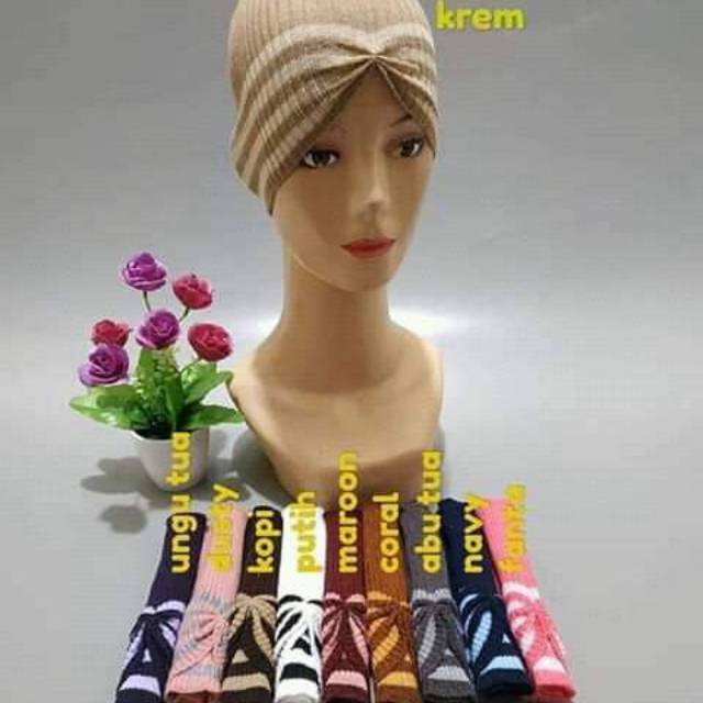 (DISCON)  Bandana 2warna /ciput 2wrna strip