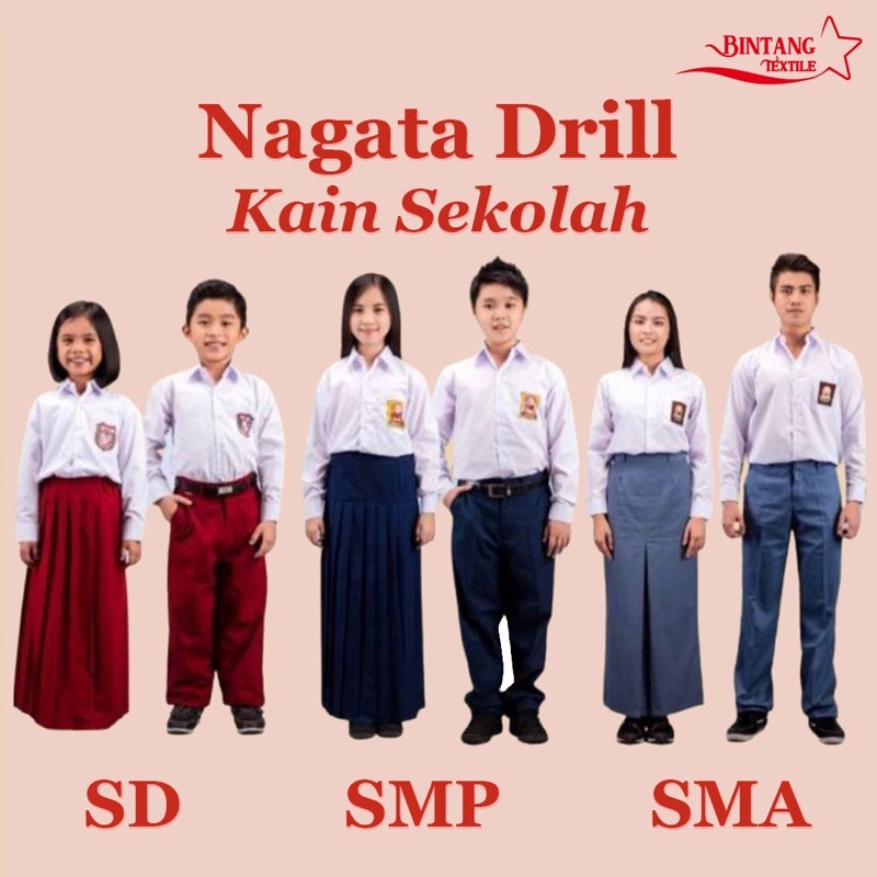 Kain Bahan Nagata Drill Seragam Sekolah - Harga persetengah meter (0.5m)