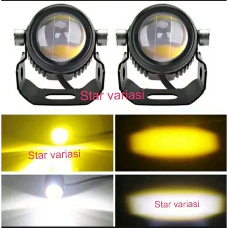 lampu tembak laser led D2 mini 2 warna high low putih kuning waterproof