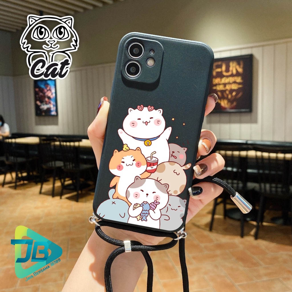 SOFTCASE SILIKON SLINGCASE TALI LANYARD STRAP PHONE MACARON PELINDUNG KAMERA CAT OPPO VIVO SAMSUNG XIAOMI REALME IPHONE ALL TYPE JB5428