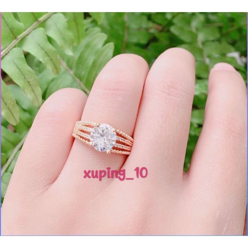 Cincin Xuping Gold Cincin Dewasa Model Permata Satu Mewah