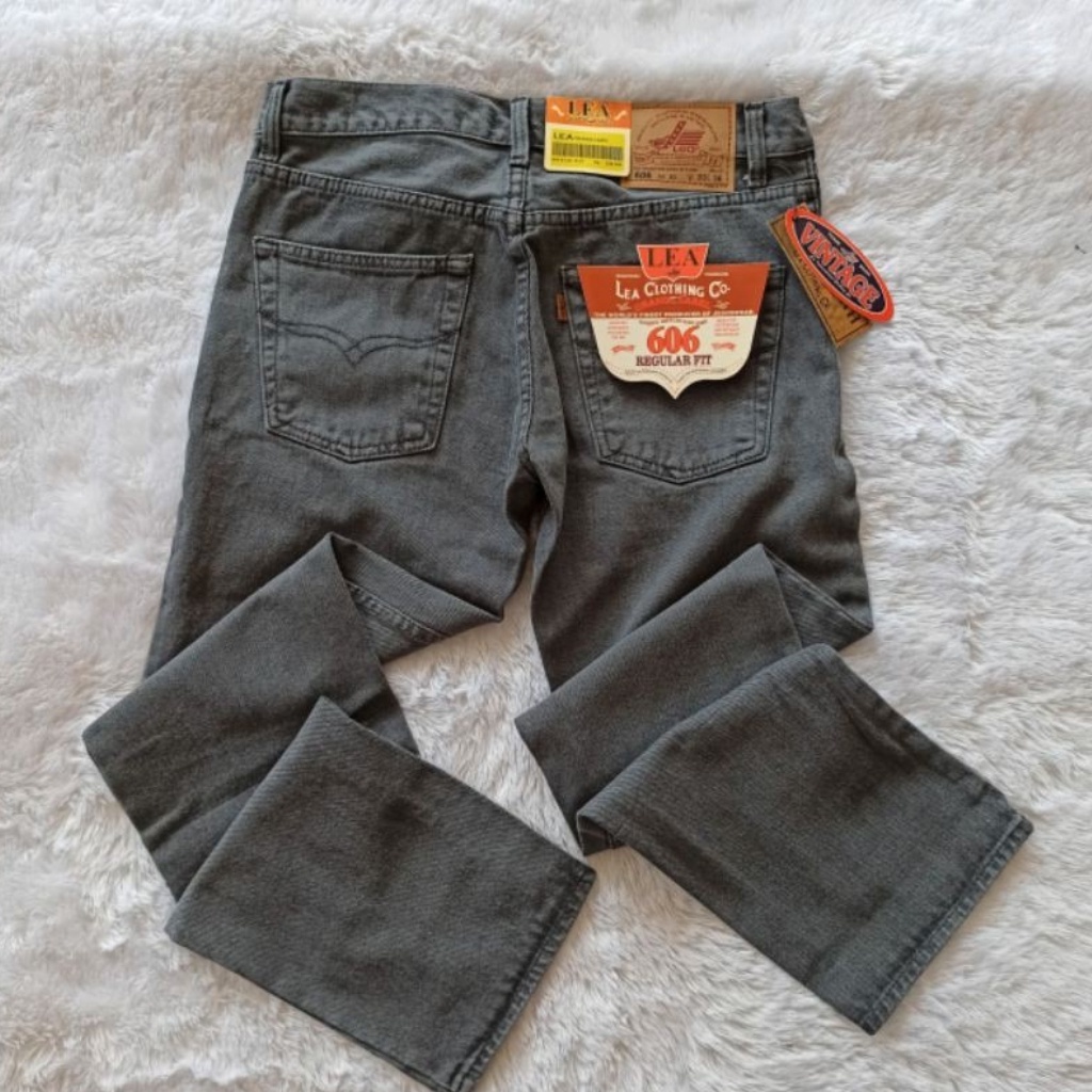 Jeans Panjang Pria lembut abu lea 606 original premium standar reguler