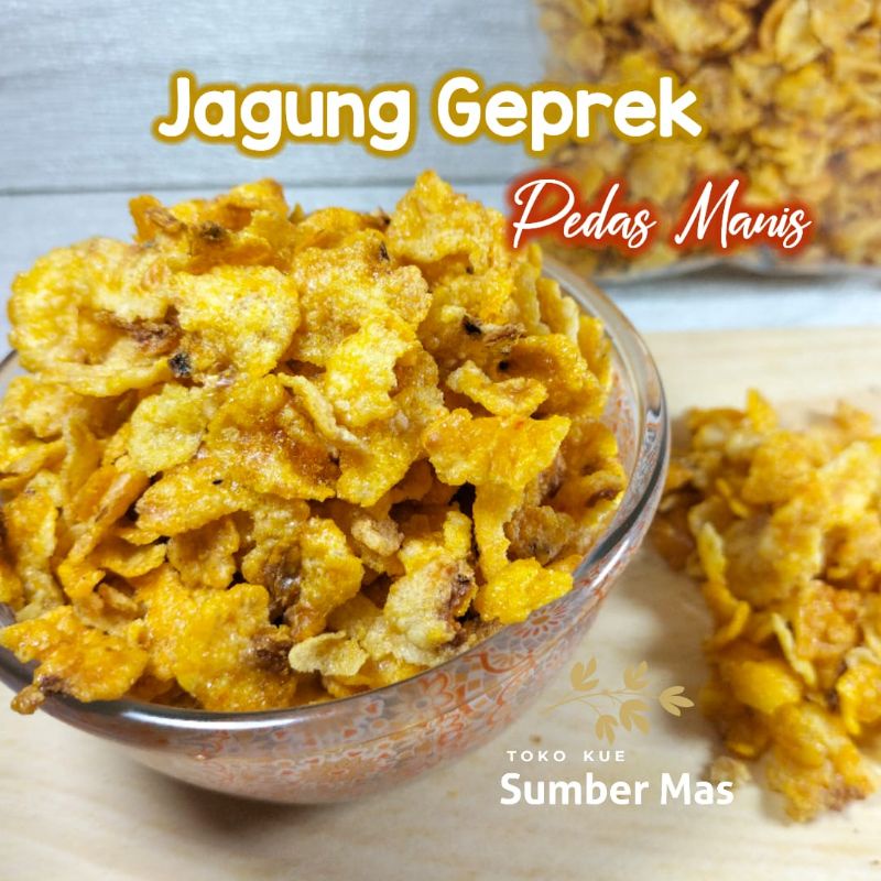 JAGUNG GEPREK 250gr / RASA PEDAS MANIS / Emping Jagung / Cemilan / Snack kiloan / Kue kering