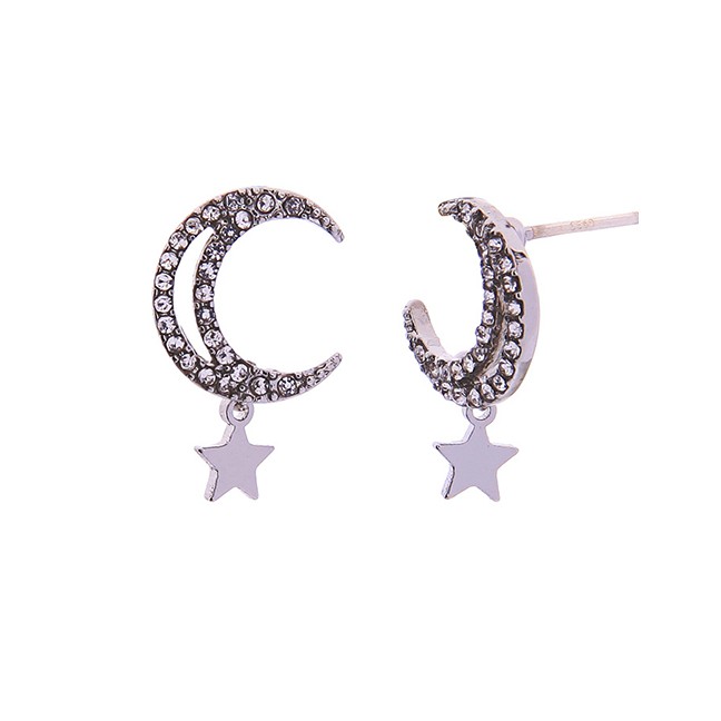 LRC Anting Tusuk Fashion Alloy Diamond Star Star Earrings F91412