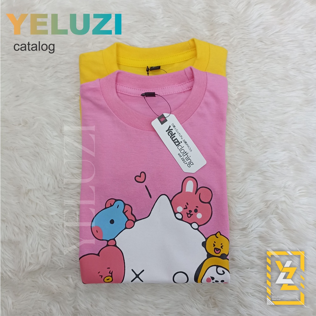 Kaos Oblong Atasan Anak Karakter Pink Yeluzi