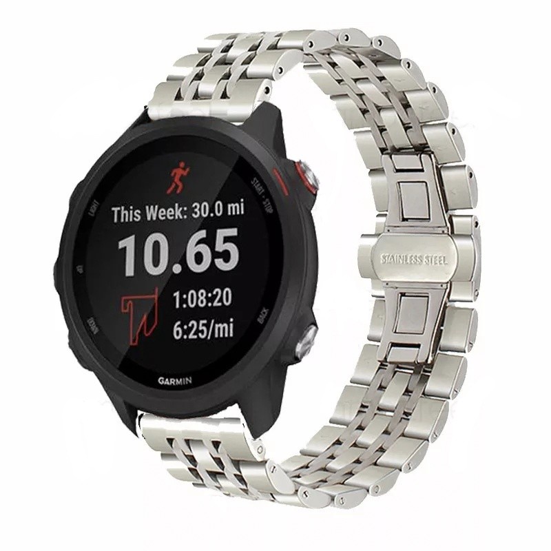 STRAP TALI JAM TANGAN - STAINLESS STEEL STYLE 7 BEADS - FOR GARMIN FORERUNNER 245 / 245MM STRAPWATCH