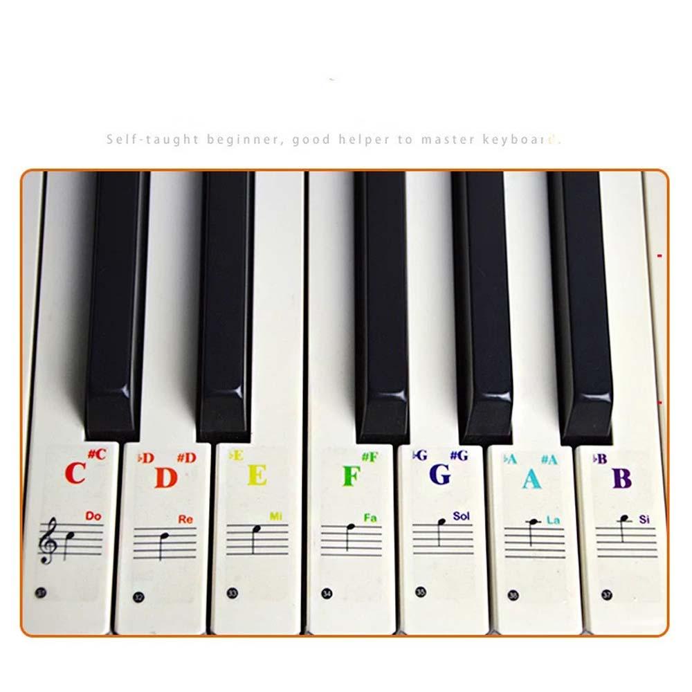 QUINTON Stiker Keyboard Piano Untuk Pemula Multicolor Sticker Symbol Electronic Keyboard Key 88Keys Perekat Piano Stave Note