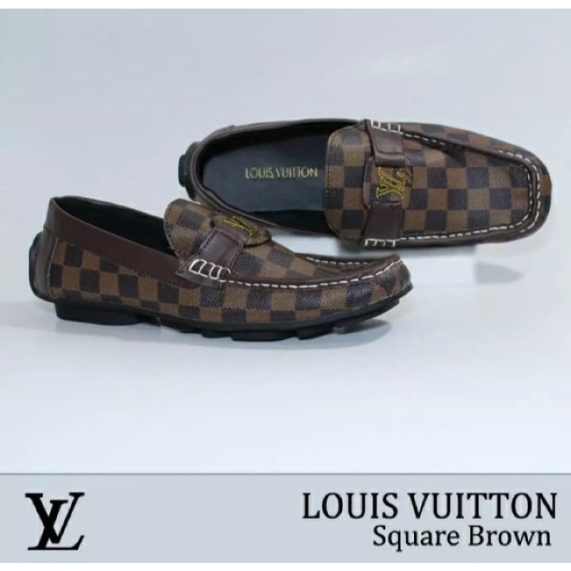 SEPATU SLIP ON PRIA SEPATU LV LOUIS VITTON PRIA GREY DAN BROWN