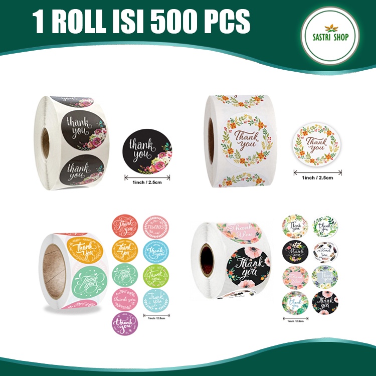 

[Part 2] - [Banyak Variasi] 1 Roll Isi 500 Pcs Stiker Thank You - Stiker Label Kemasan Termurah