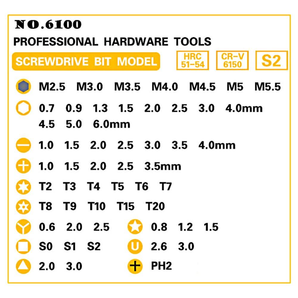 Obeng Set Reparasi 60 in 1 - 6100A - Silver