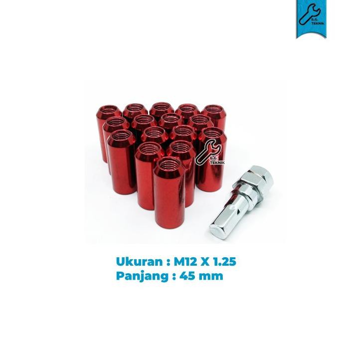 Mur Roda L Baut Racing Mobil Warna 12x1.5/1.25 Zeneka - M-One - 12X1.5, Merah