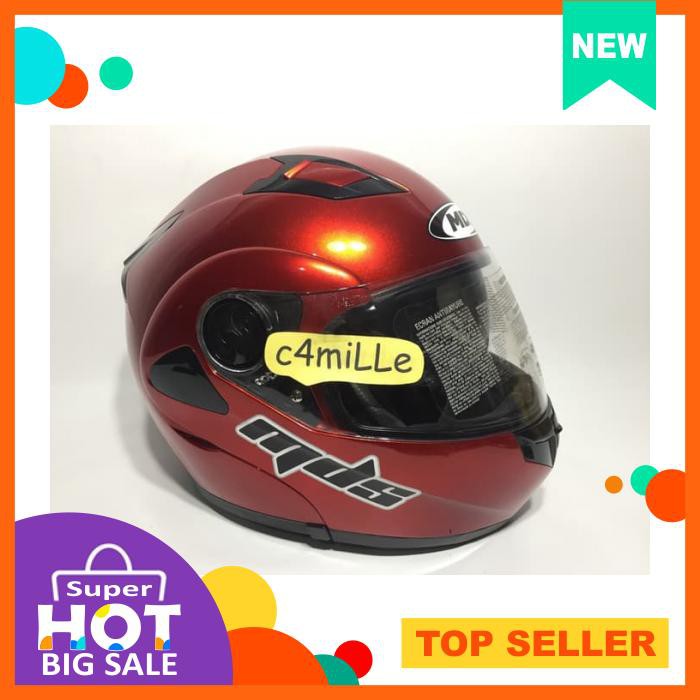 HELM MDS PRO RIDER SOLID RED MAROON MODULAR FULL