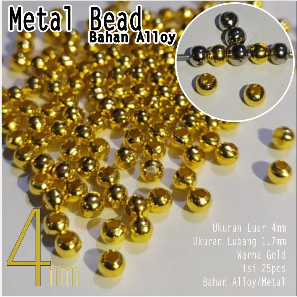

TERLARIS METAL BEAD 4MM GOLD ISI 25 BUAH