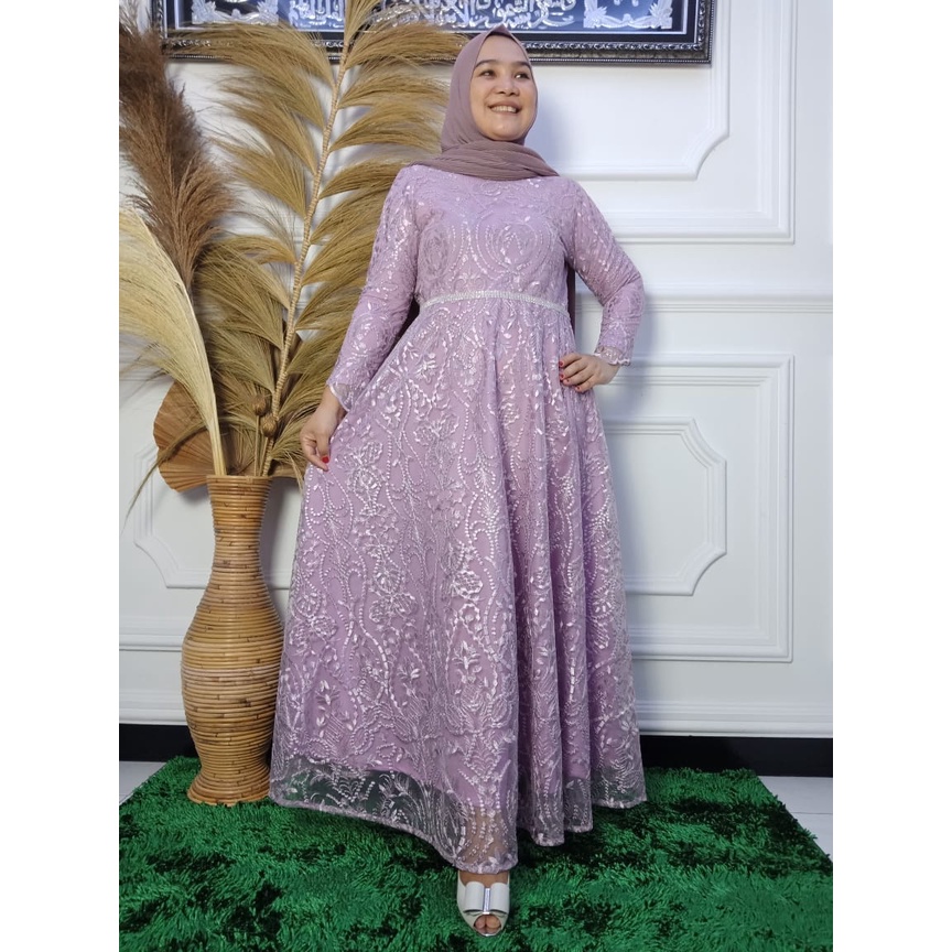 Kebaya Gamis Ria Ricis LR / Gamis Kebaya Pesta Kondangan / Baju Gamis Kondangan / Dress / Kebaya Brokat / Fashion Muslimah / Dress Kebaya