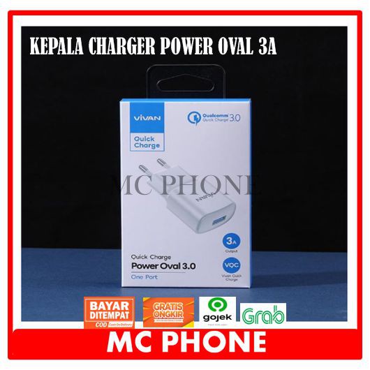 KEPALA CHARGER VIVAN POWER OVAL QUICK 3.0 3A