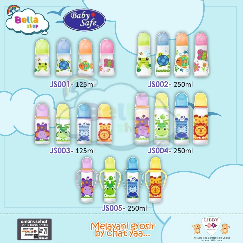 BABY SAFE BOTOL SUSU BAYI 125ml 250ml JS001 JS002 JS003 JA004 JS005 - BELLA SHOP