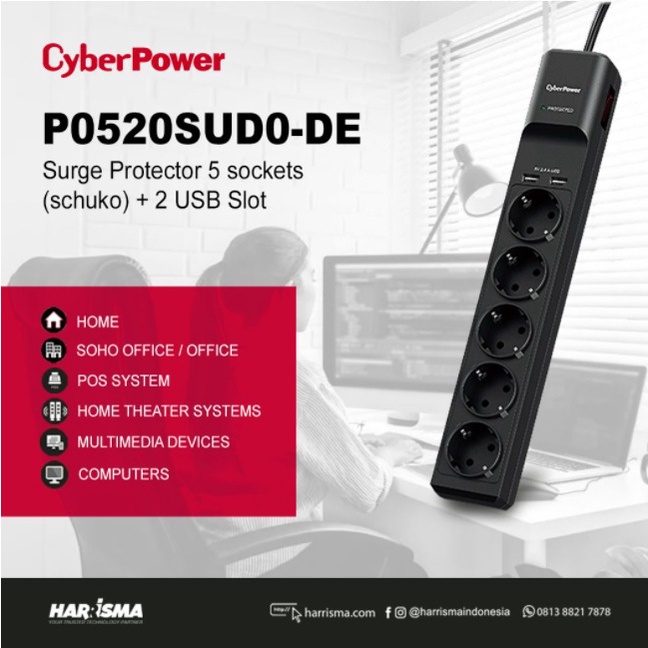 CYBER POWER Surge Protector USB port P0520SUD0-DE