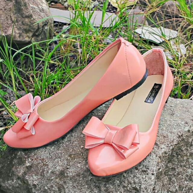 WR FLATSHOES  SEPATU WANITA FLATSHOES GLOSSY PREMIUM NS-Salem