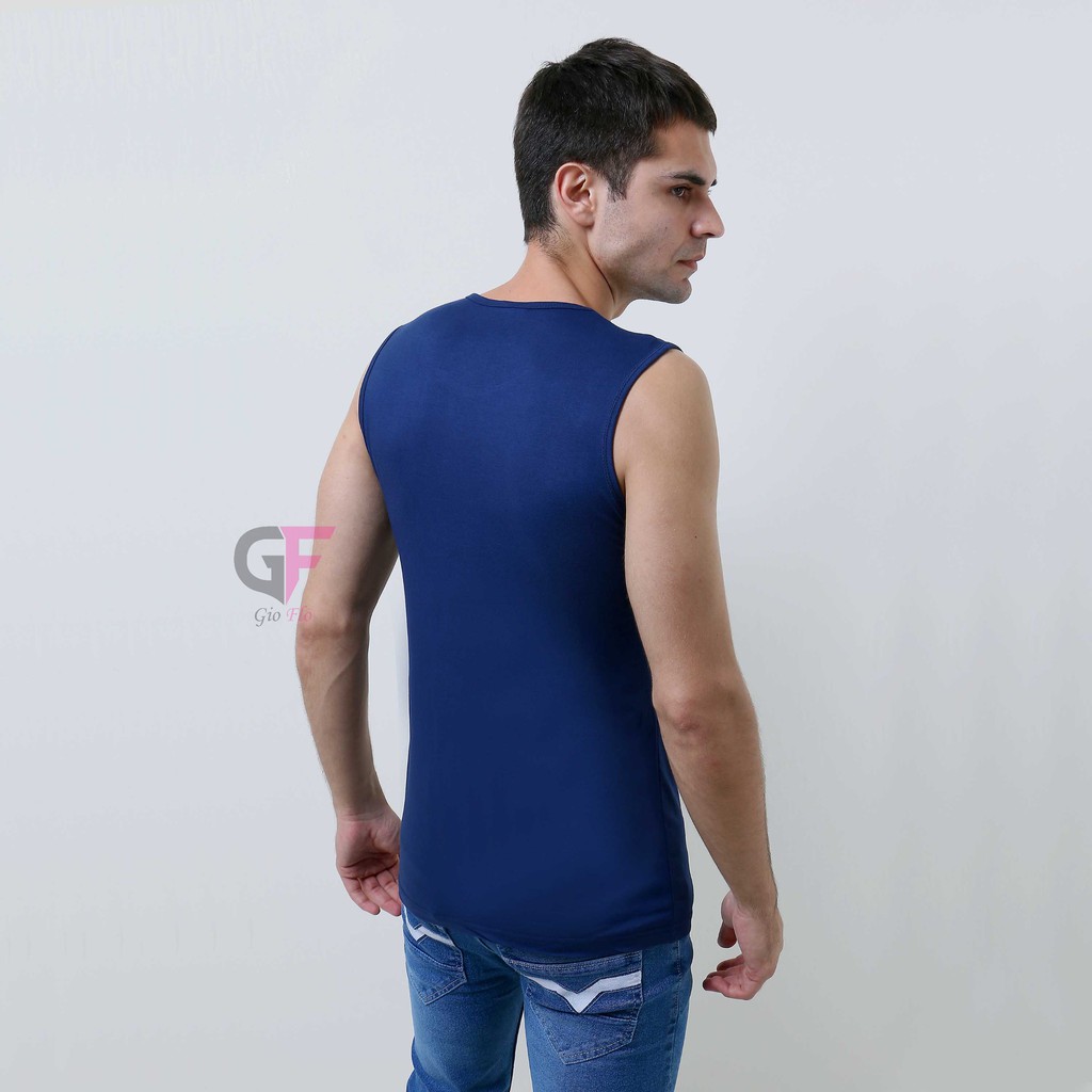 GIOFLO Tank Top Pria Kaos Daleman Biru Dongker / SGL 14