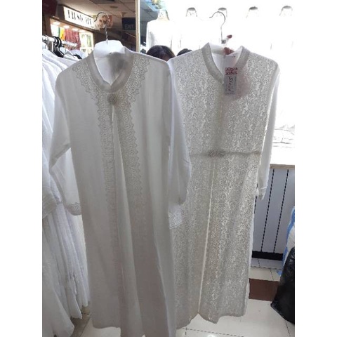 Wanita Gamis Brukat Umroh Busana Lebaran Baju Haji Baju Putih