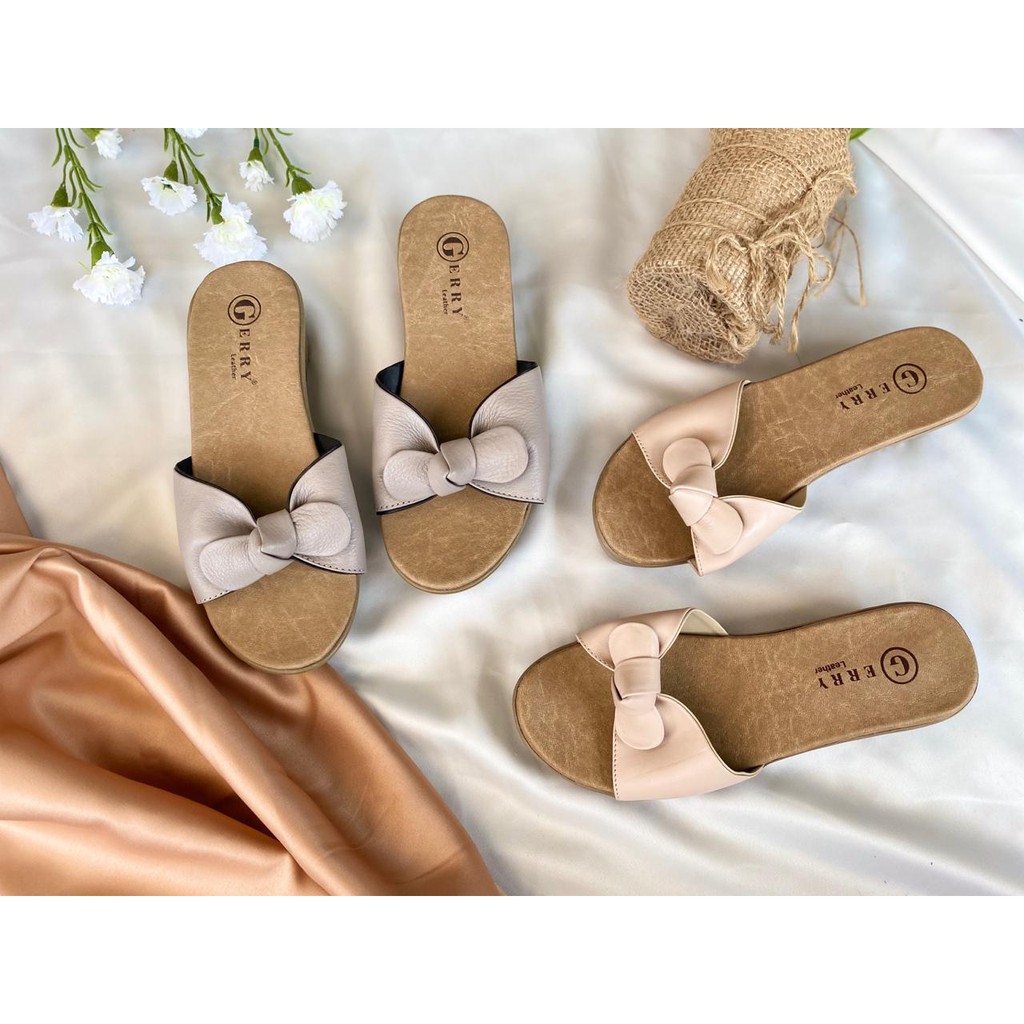 Sandal Wanita Sandal Slip On Cewek KULIT ASLI Sendal Cewek Slip Sandal HC115