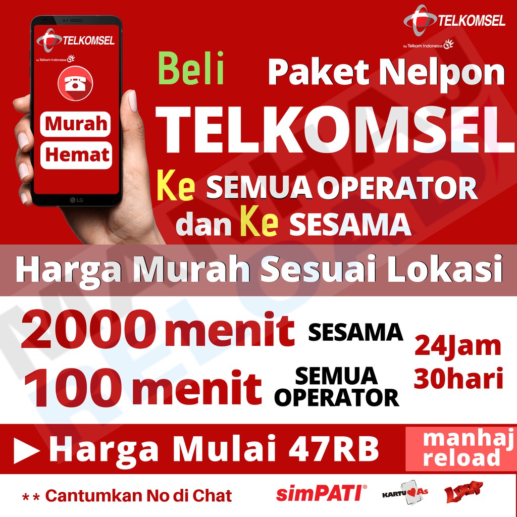 Murah Paket Nelpon Telkomsel Simpati As Loop 2100 Menit Semua Operator Dan Ke Sesama 30hari Shopee Indonesia