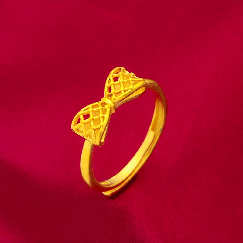 Cincin Emas Asli Kadar 375 Desain Kupu-Kupu Dapat Disesuaikan Untuk Wanita
