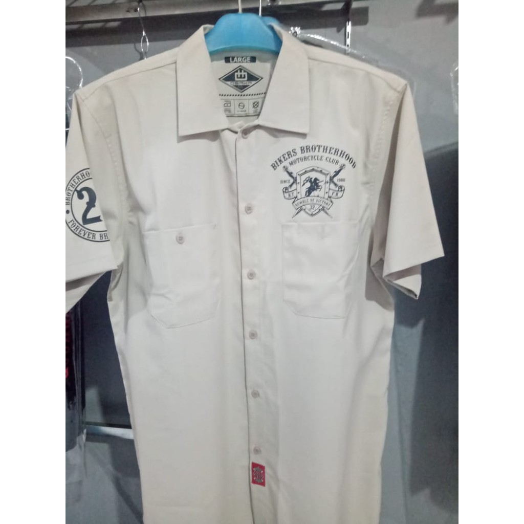 Kemeja BIKERS BROTHERHOOD MC 32nd ANNIV tangan pendek GADING A001
