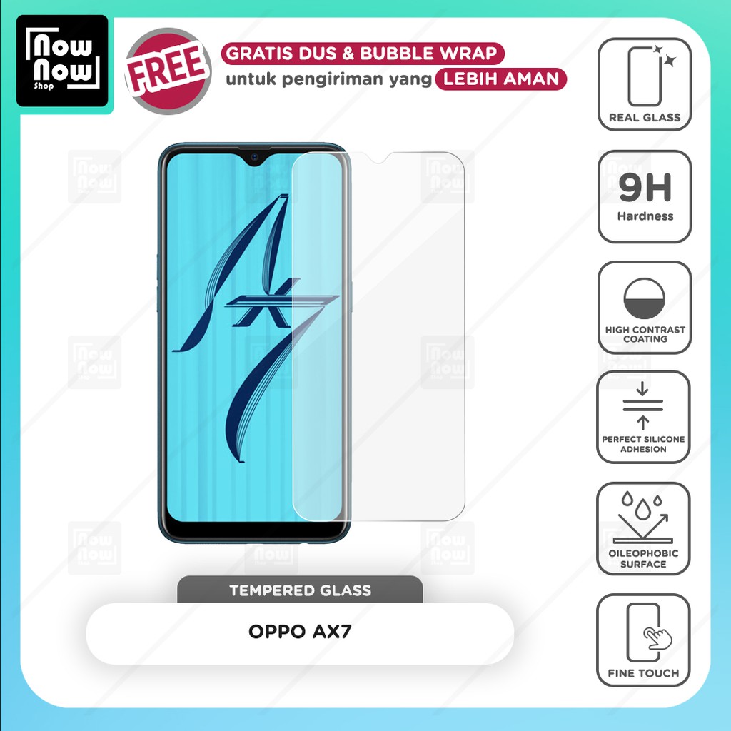 Tempered Glass Anti Gores Oppo AX7 Screen Guard Protector 9H Kaca Temperglass