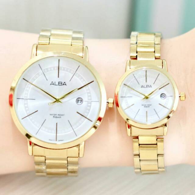 JAM TANGAN COUPLE/PASANGAN ALBA KW SUPER RANTAI TERBARU ANTI AIR ELEGANT HARGA BERSAHABAT..