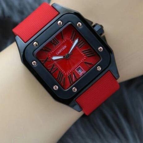 ✨ ❤Viral Banget✔️ jam tangan wanita Cartier rubber polos ring hitam tgl aktf reseller ,3.5cm