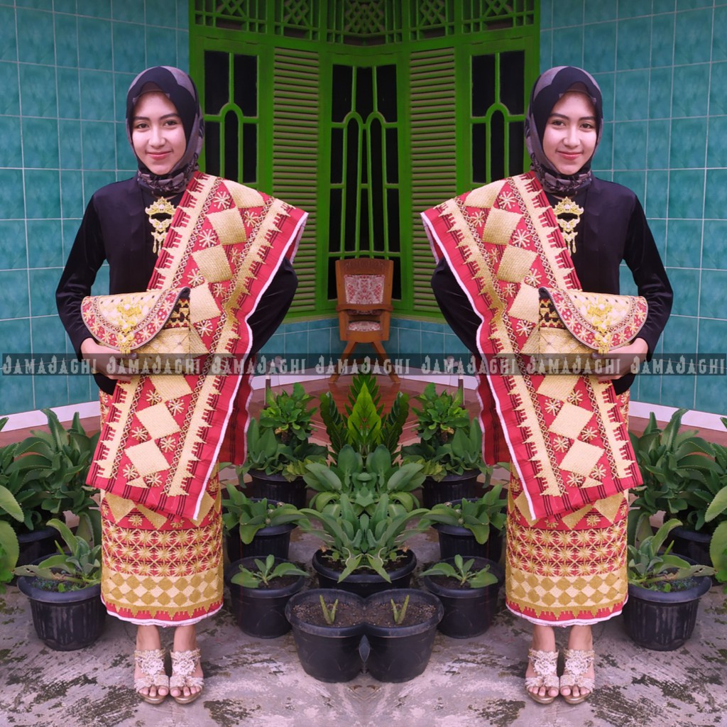 Kain Sarung Tapis Lampung Motif Antik Asli Sulam Tangan 026 Shopee Indonesia