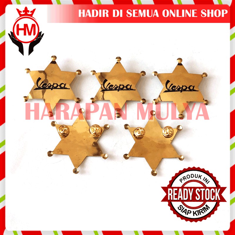 Pin Bross Vespa Ukuran 7X6 Cm Pin Bahan Logam Kuningan - HM