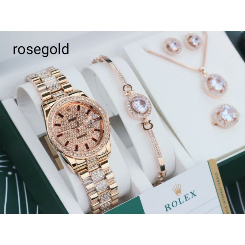 jam tangan wanita rolex balok premium set