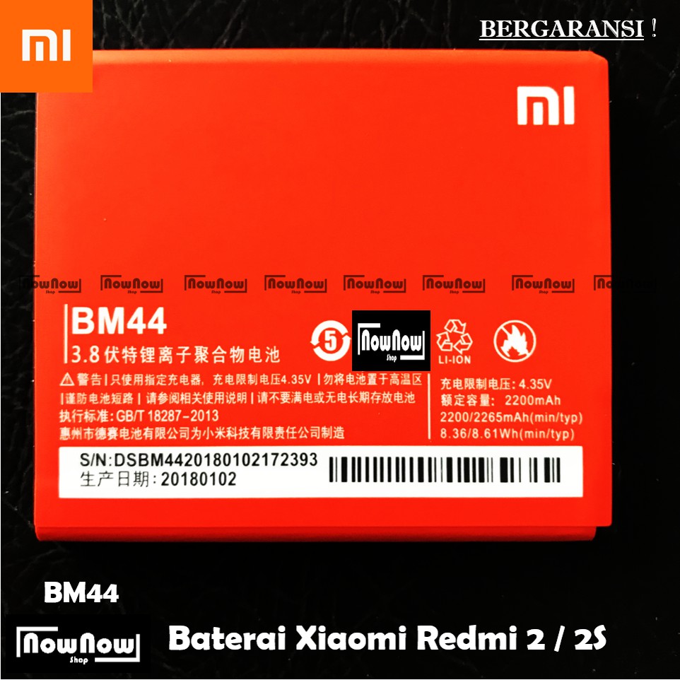 Baterai XiaoMi Redmi 2 2S BM44 Original Batre Batrai Battery HP