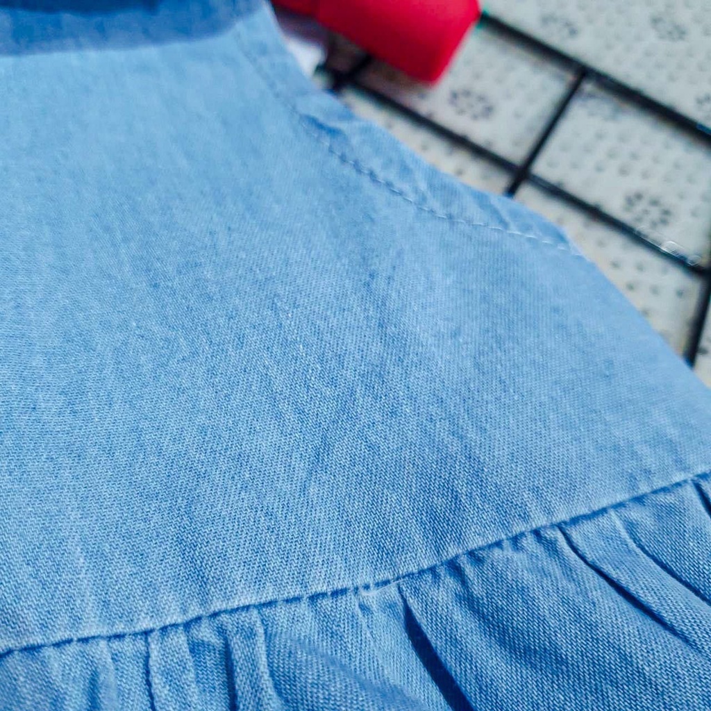 DRESS ANAK PEREMPUAN MOTIF POLKADOT DENIM BUNNY IMPORT