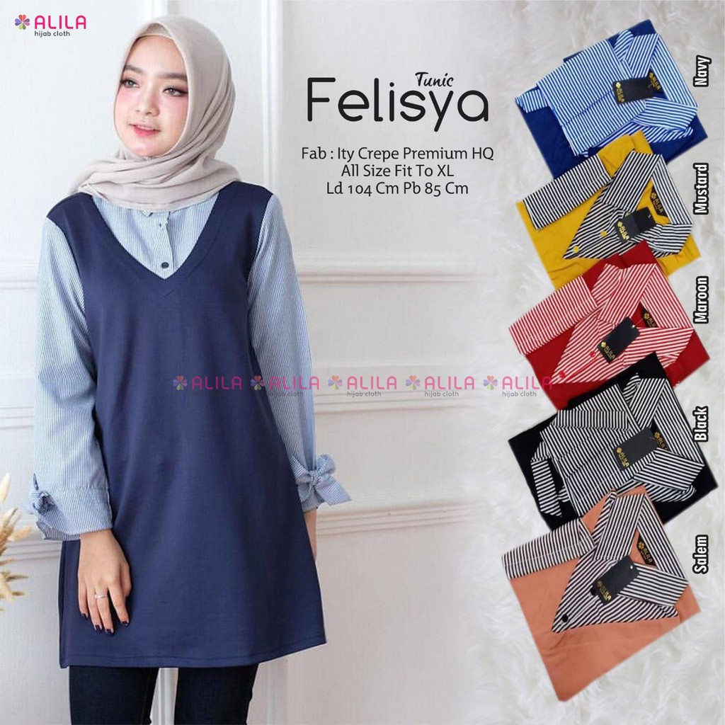 FELISYA TUNIK, TUNIK CANTIK ORIGINAL ALILA, BAHAN ITY CREPE PREMIUM