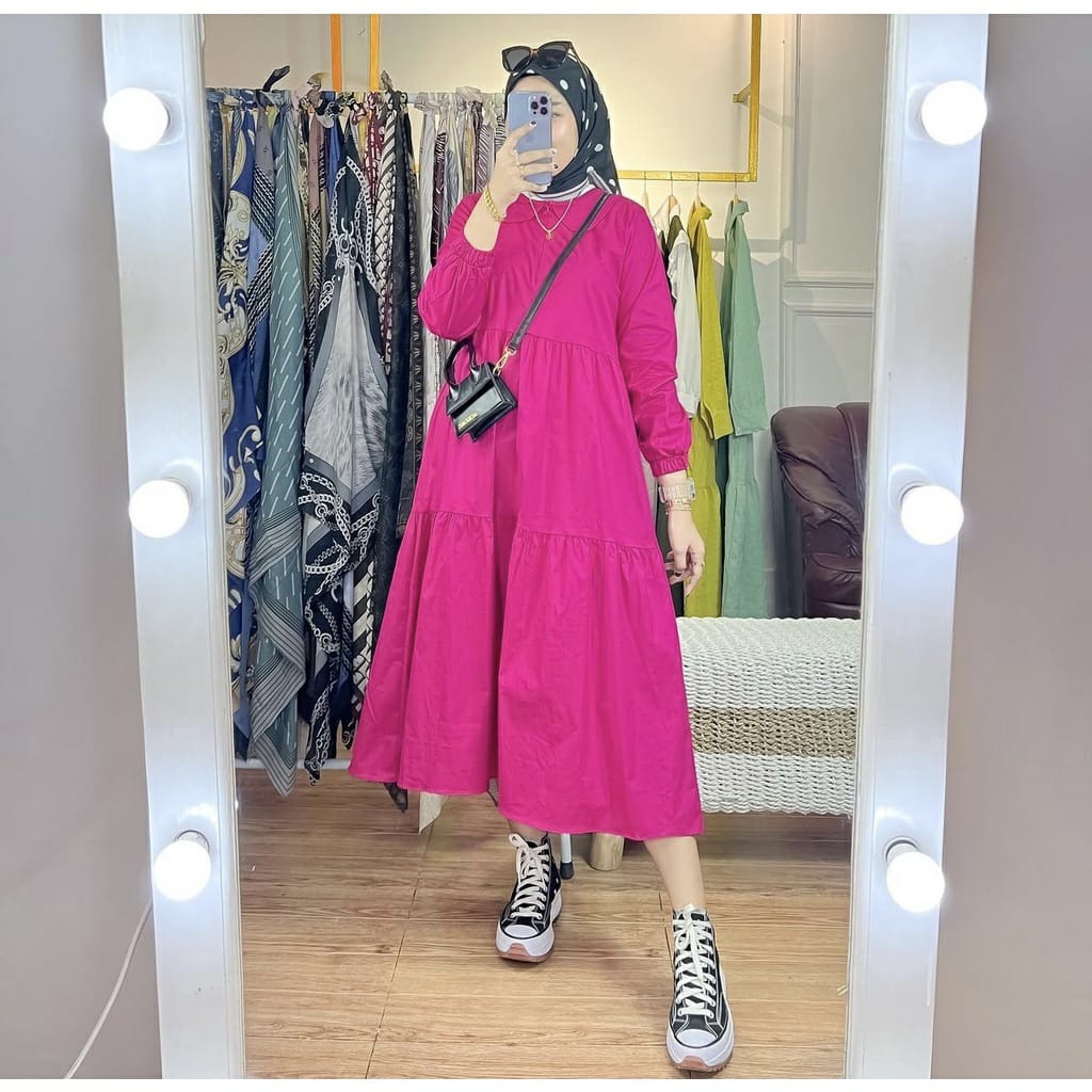 BEFAST - ZEC OOTD Wanita Dress DELIA / Serina Tunik Midi Dress / Pakaian Dress Wanita Casual / Dress Polos Lengan Panjang / Fashion Wanita Remja Muslimah / Dress Formal Terbaru / Dress Jumbo Terbaru 2022 / Terlaris