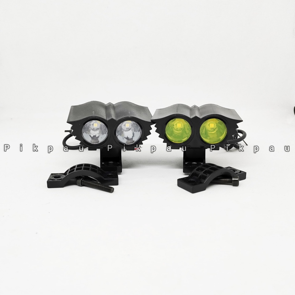 Lampu Tembak Sorot Motor Model Owl Mini 2 Mata 3 Mode Putih dan Kuning