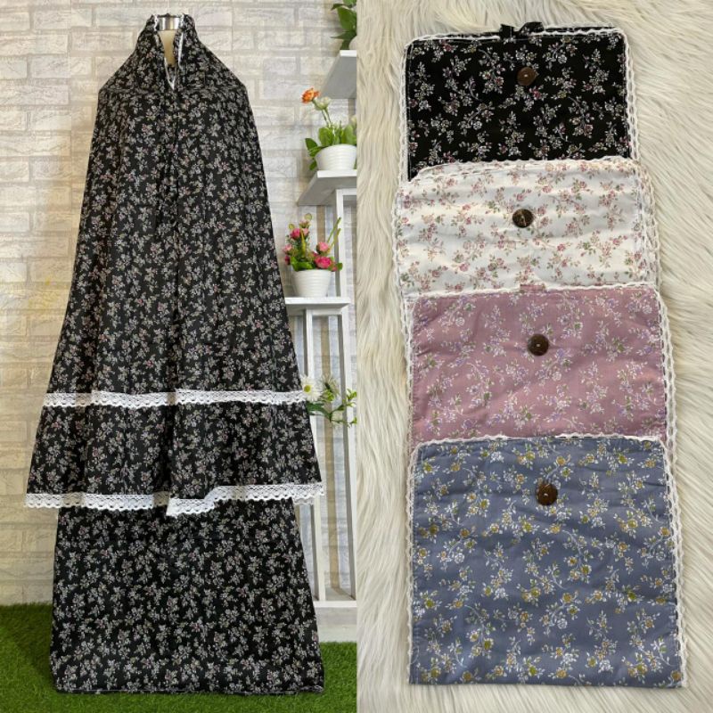 Mukena Wanita Dewasa Katun Jepang Ori Renda Susun