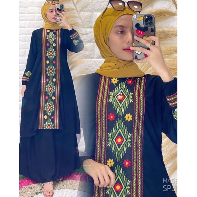 New Gamis Ceruty Babydoll Bordir Premium Full Furing Seragaman Pengajian Dress Terlaris Kualitas Terbaik Seragam Lebaran Keluarga Longdress Wanita Ibu Bunda Dewasa Anak Gadis Remaja Baju Kurung Melayu Malaysia Set Kebaya