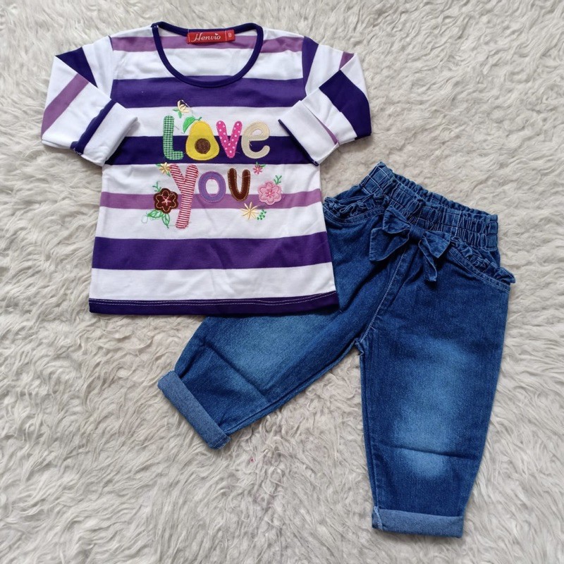 Baju bayi Jeans Kaos Set