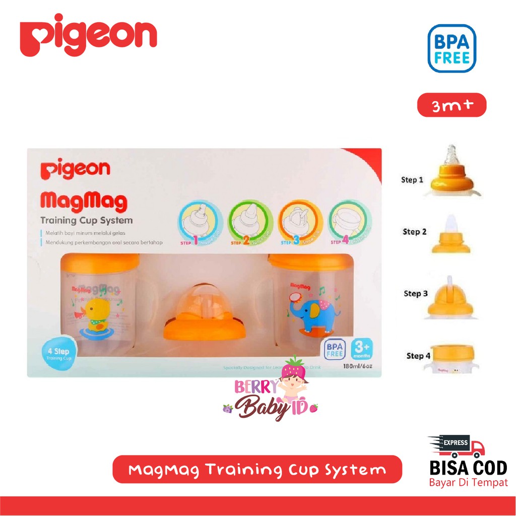 Pigeon Magmag Training Cup System Botol Gelas Minum Bayi 180 ml Berry Mart