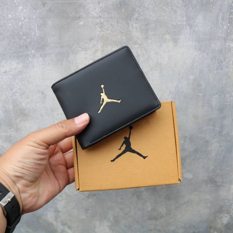 Dompet Air jordan Kulit Embosh Black Gold