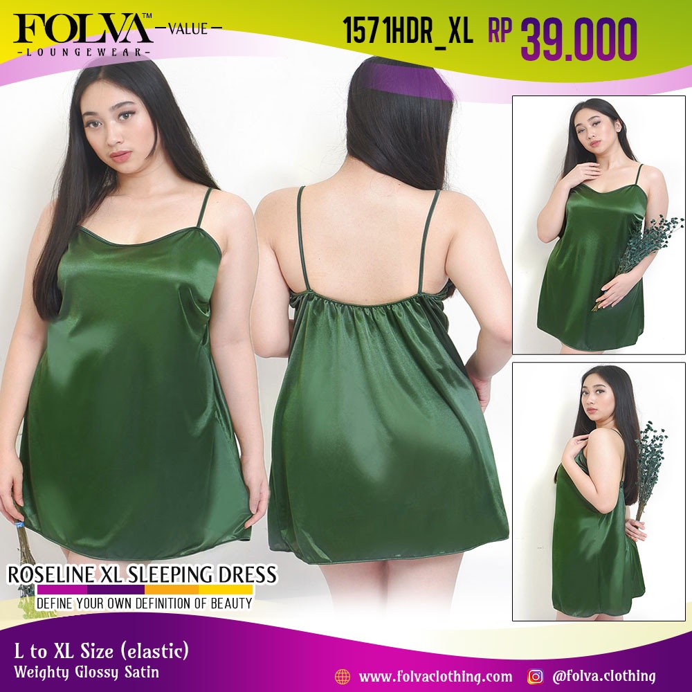 FOLVA Baju tidur wanita dress tanktop satin big size jumbo XL